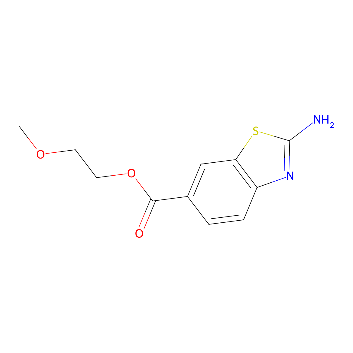 2-Methoxyethyl 2-amino-1,3-benzothiazole-6-carboxylate molecular structure, CAS 436088-66-3