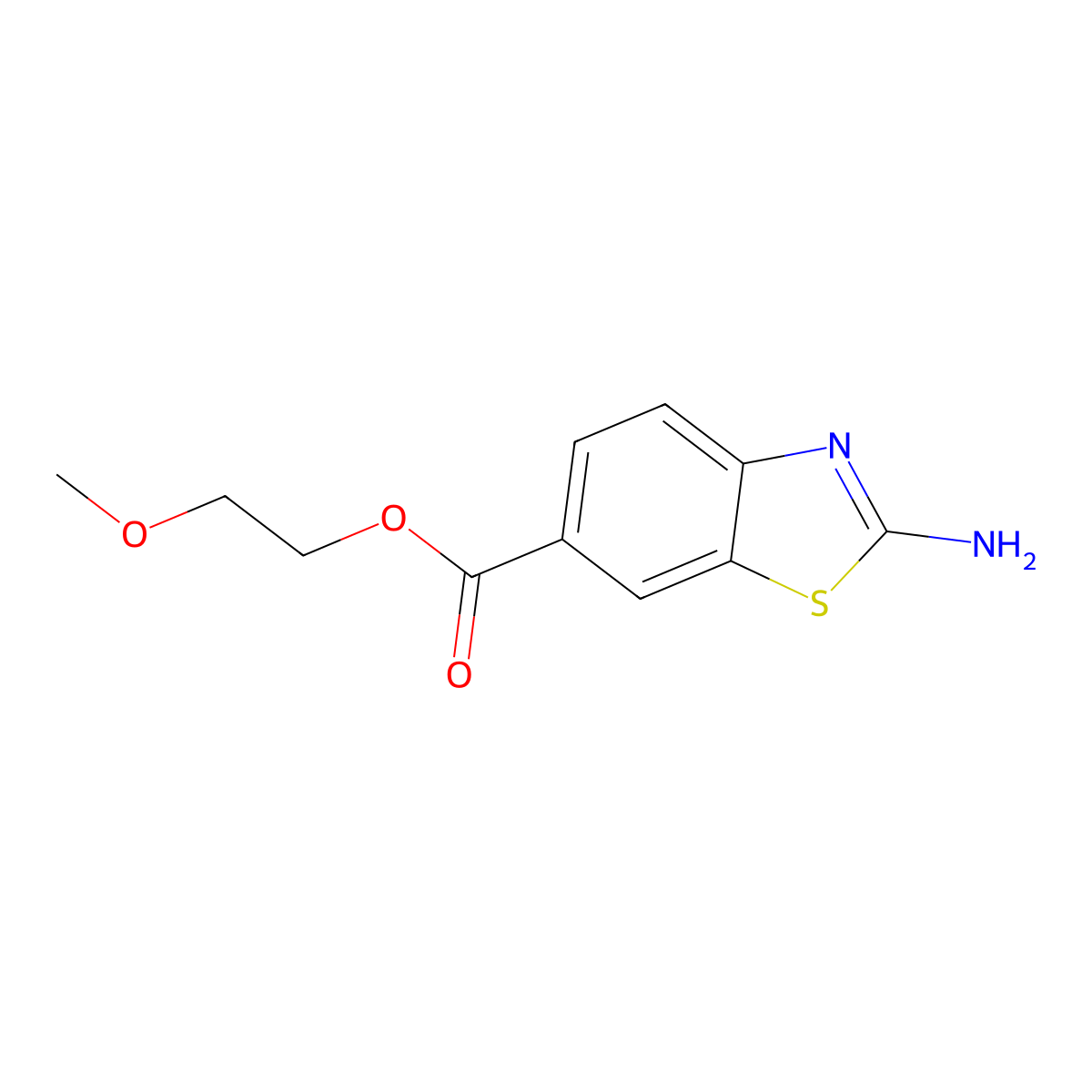2-Methoxyethyl 2-amino-1,3-benzothiazole-6-carboxylate molecular structure, CAS 436088-66-3