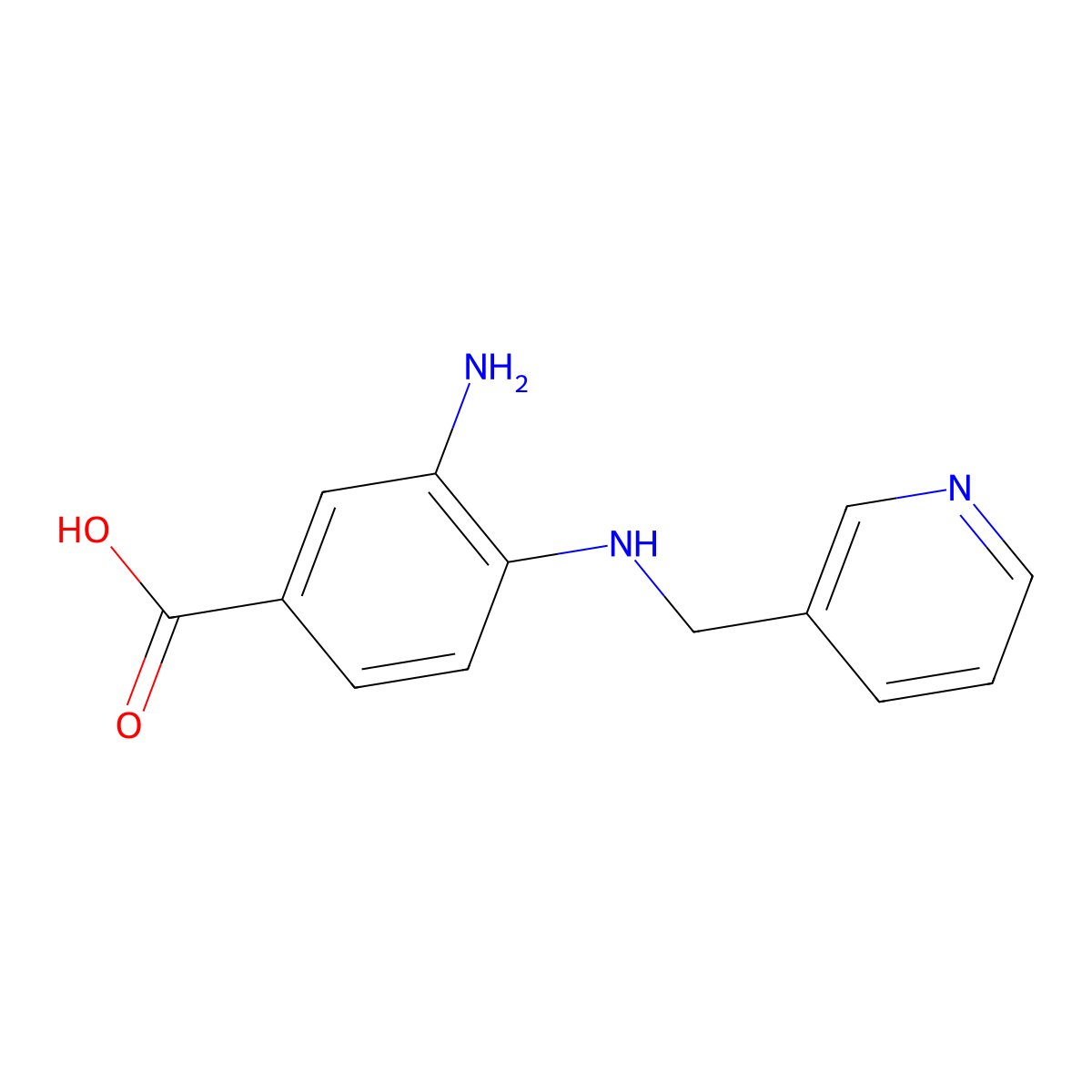 3-Amino-4-[(pyridin-3-ylmethyl)-amino]-benzoic acid molecular structure, CAS 436088-89-0