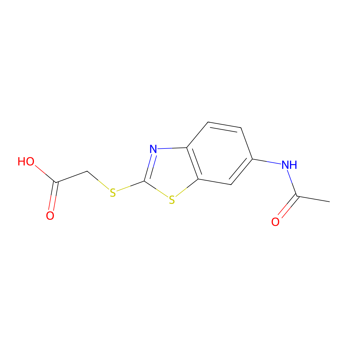 (6-Acetylamino-benzothiazol-2-ylsulfanyl)-acetic acid molecular structure, CAS 436088-91-4