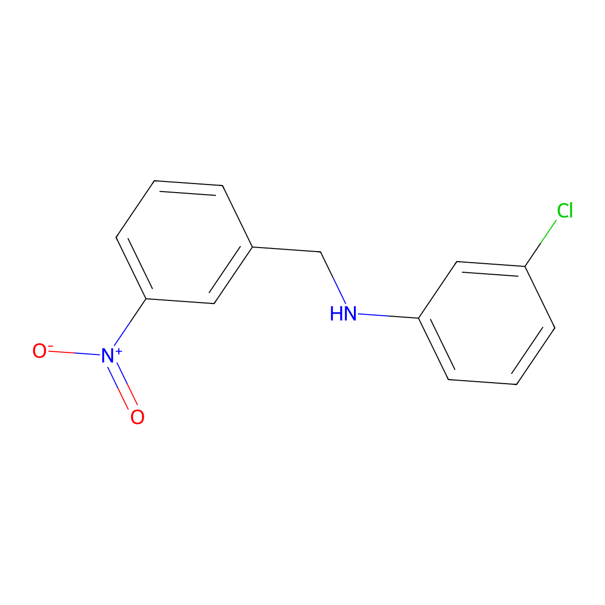 3-chloro-N-[(3-nitrophenyl)methyl]aniline molecular structure, CAS 436089-10-0