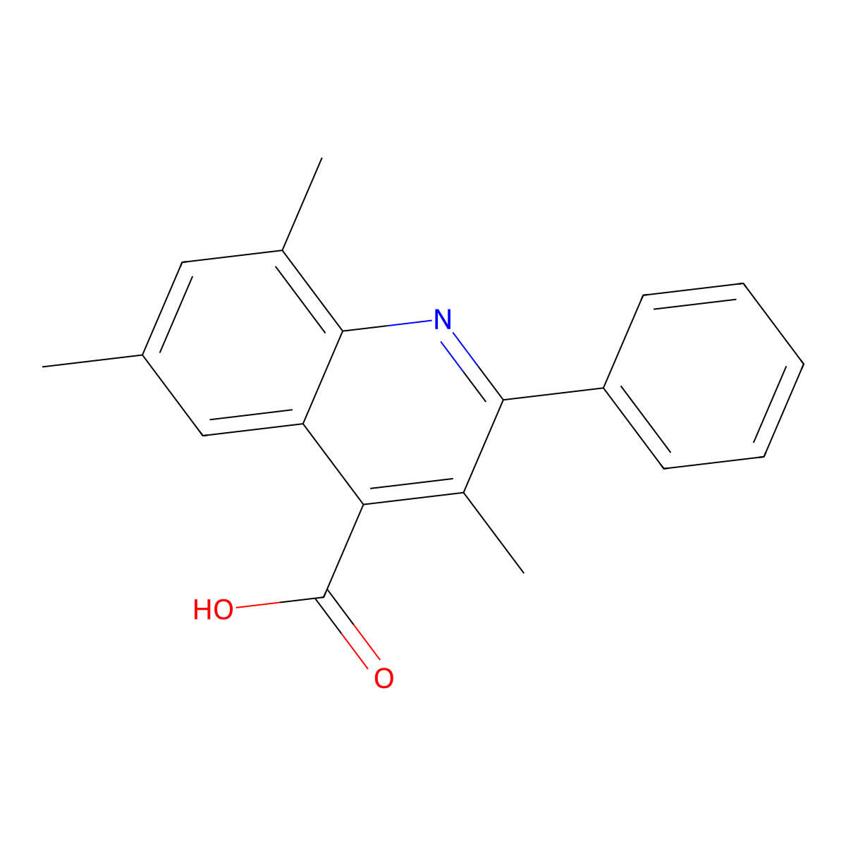 3,6,8-Trimethyl-2-phenylquinoline-4-carboxylic acid molecular structure, CAS 436089-40-6