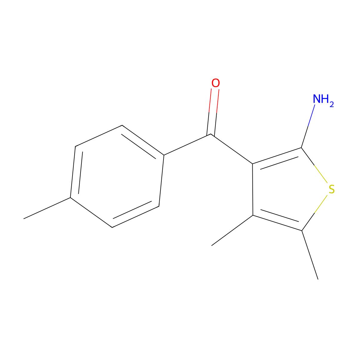 4,5-Dimethyl-3-(4-methylbenzoyl)thiophen-2-amine molecular structure, CAS 436089-48-4