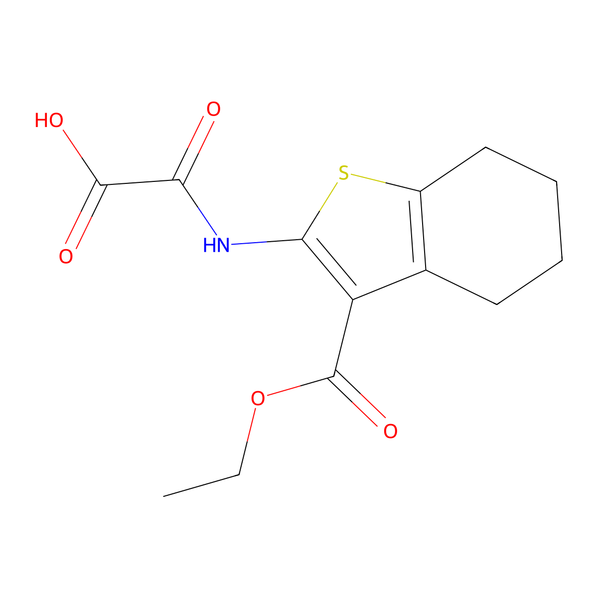 ((3-(Ethoxycarbonyl)-4,5,6,7-tetrahydro-1-benzothiophen-2-yl)carbamoyl)formic acid molecular structure, CAS 436089-99-5