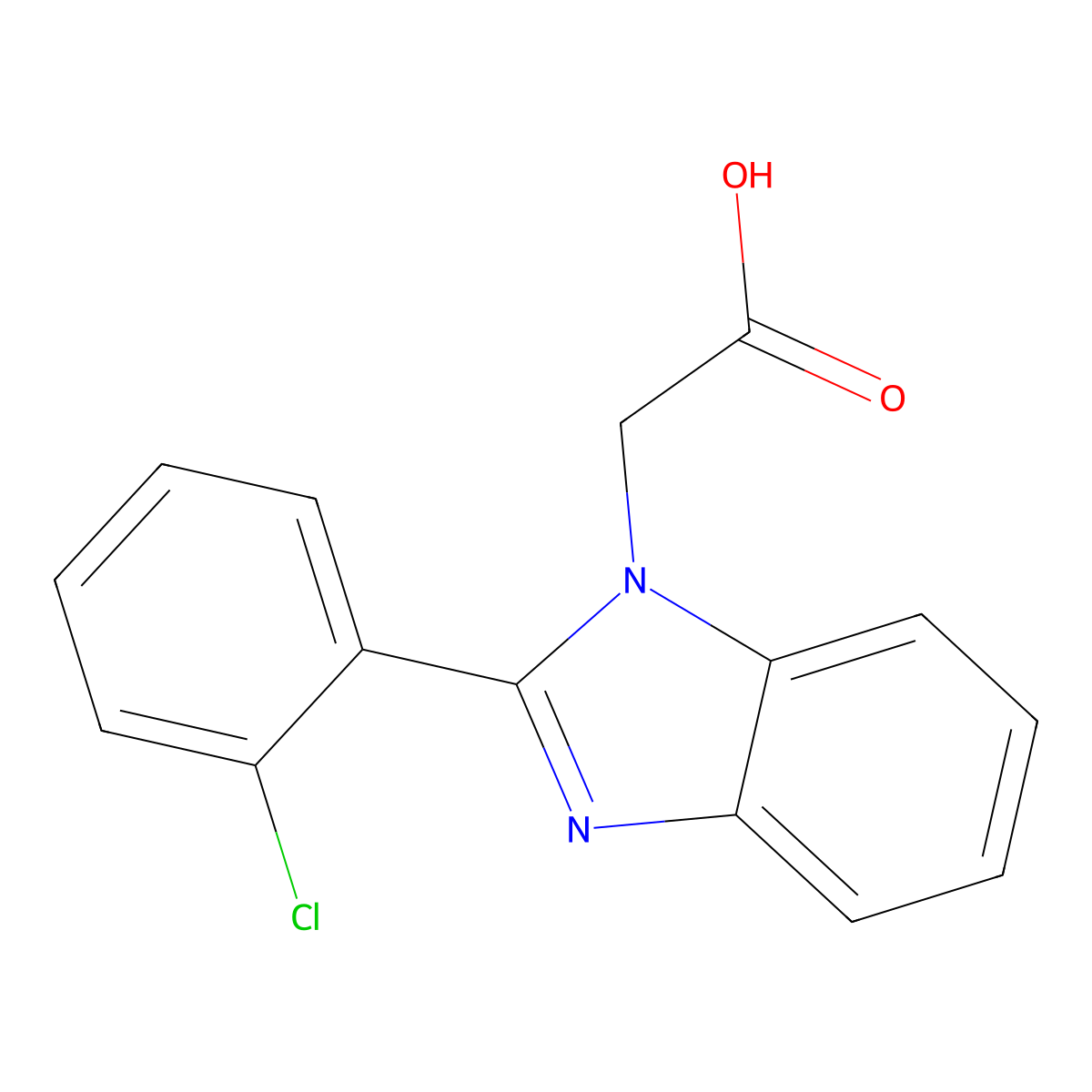 2-[2-(2-chlorophenyl)-1H-1,3-benzodiazol-1-yl]acetic acid molecular structure, CAS 436090-02-7