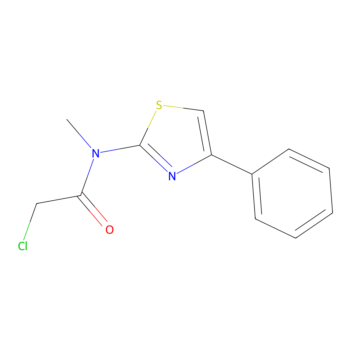 2-chloro-N-methyl-N-(4-phenylthiazol-2-yl)acetamide molecular structure, CAS 436090-06-1
