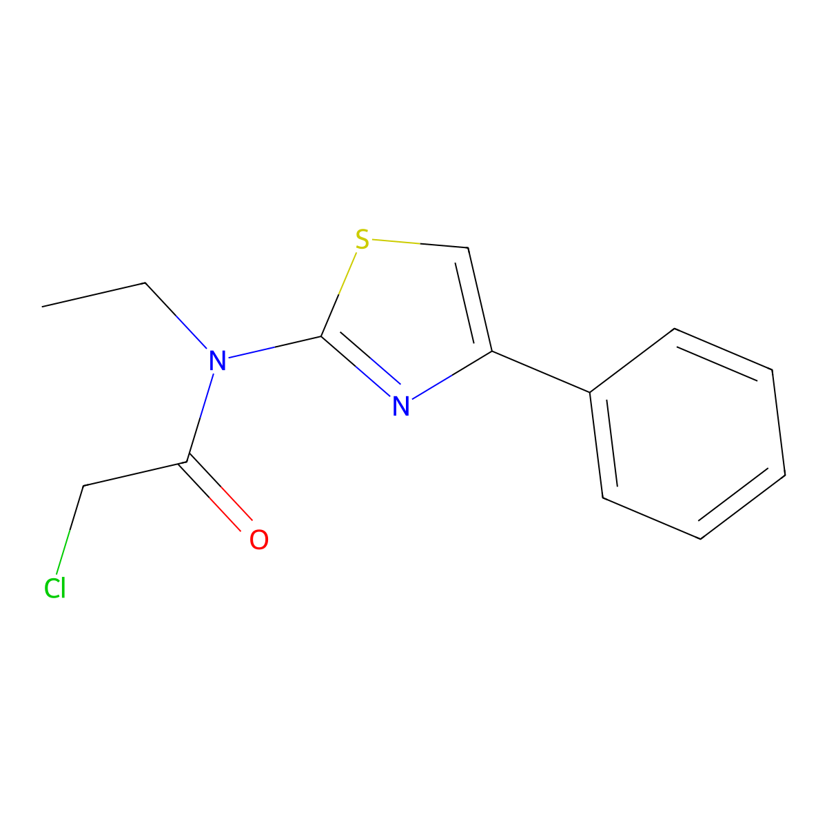 2-chloro-N-ethyl-N-(4-phenyl-1,3-thiazol-2-yl)acetamide molecular structure, CAS 436090-08-3