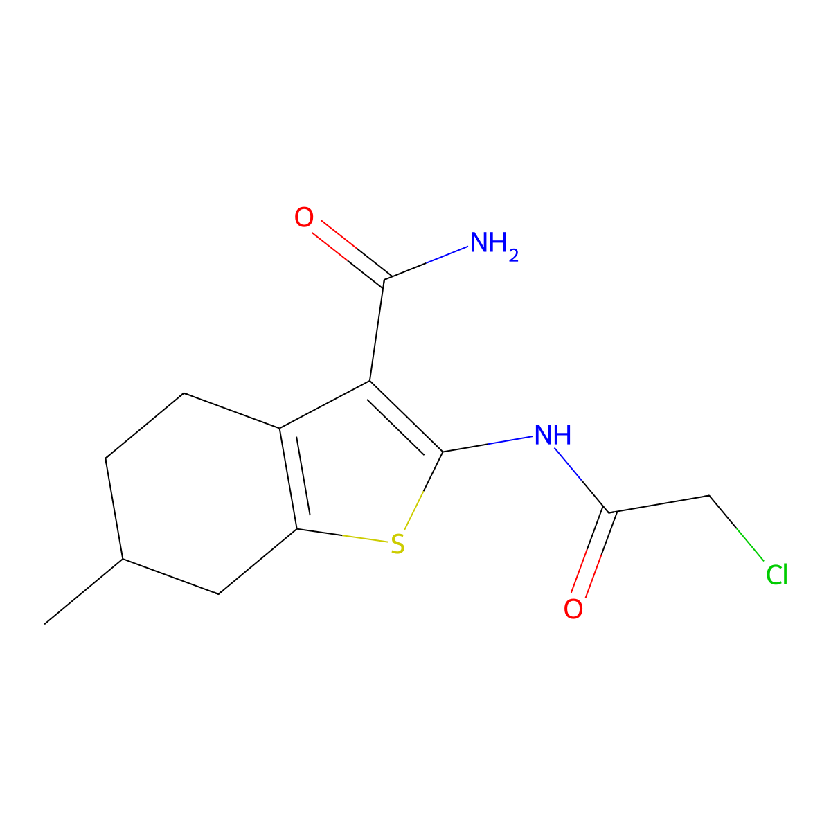 2-[(Chloroacetyl)amino]-6-methyl-4,5,6,7-tetrahydro-1-benzothiophene-3-carboxamide molecular structure, CAS 436090-09-4