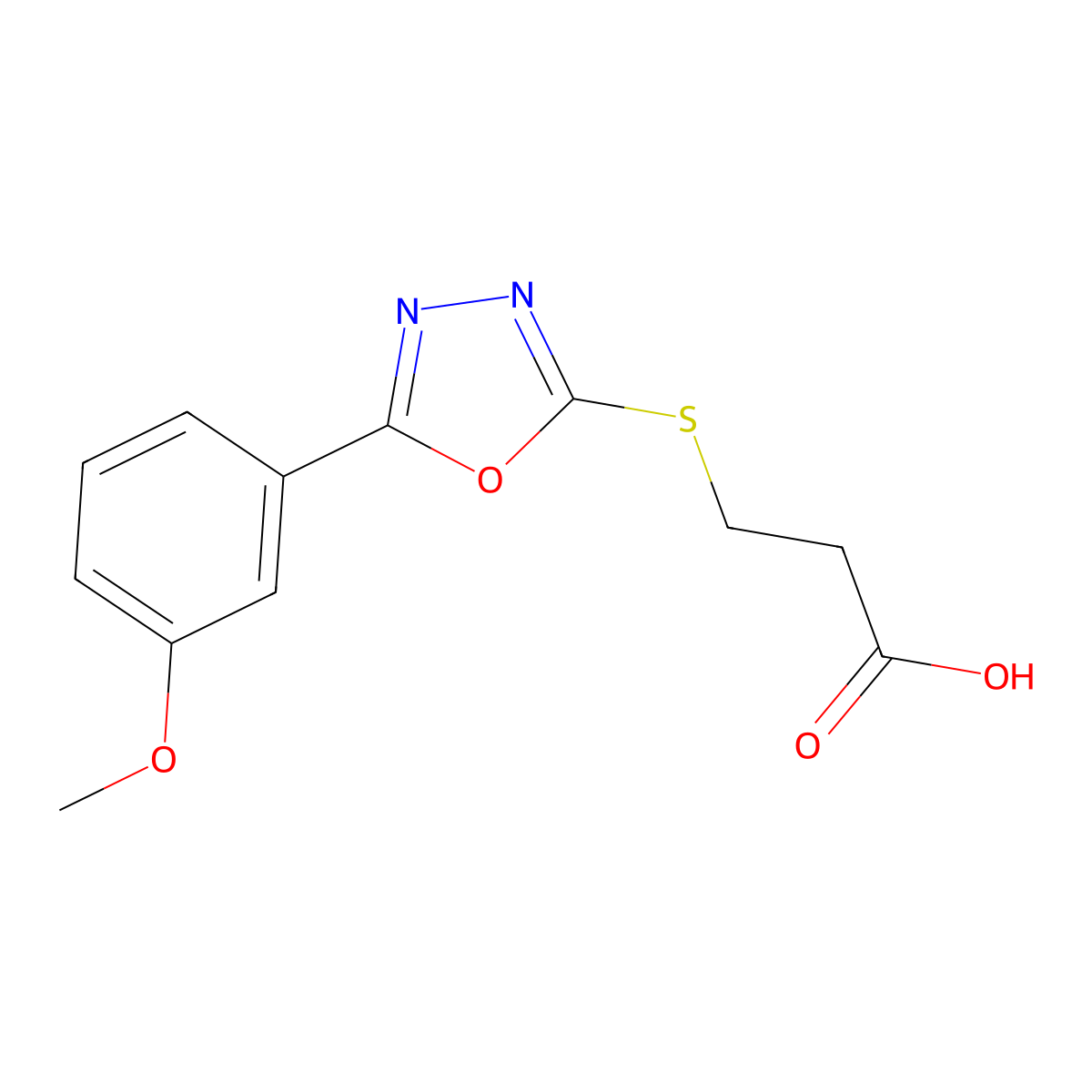 3-{[5-(3-Methoxyphenyl)-1,3,4-oxadiazol-2-yl]sulfanyl}propanoic acid molecular structure, CAS 436090-16-3