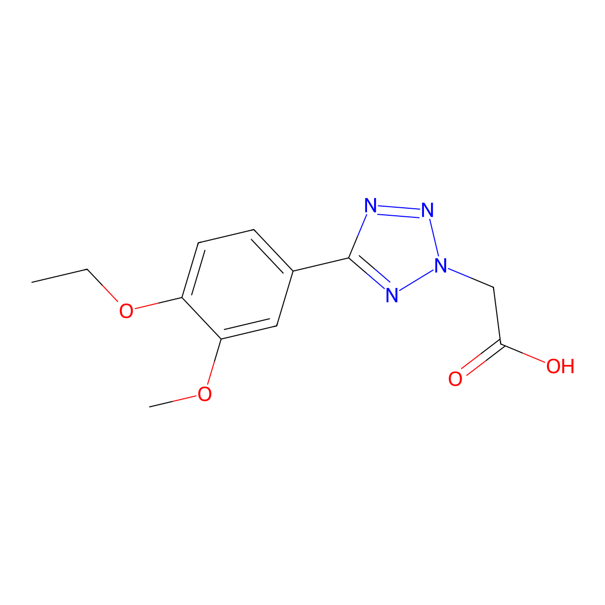 5-(4-Ethoxy-3-methoxyphenyl)-2H-tetrazole-2-acetic acid molecular structure, CAS 436091-32-6