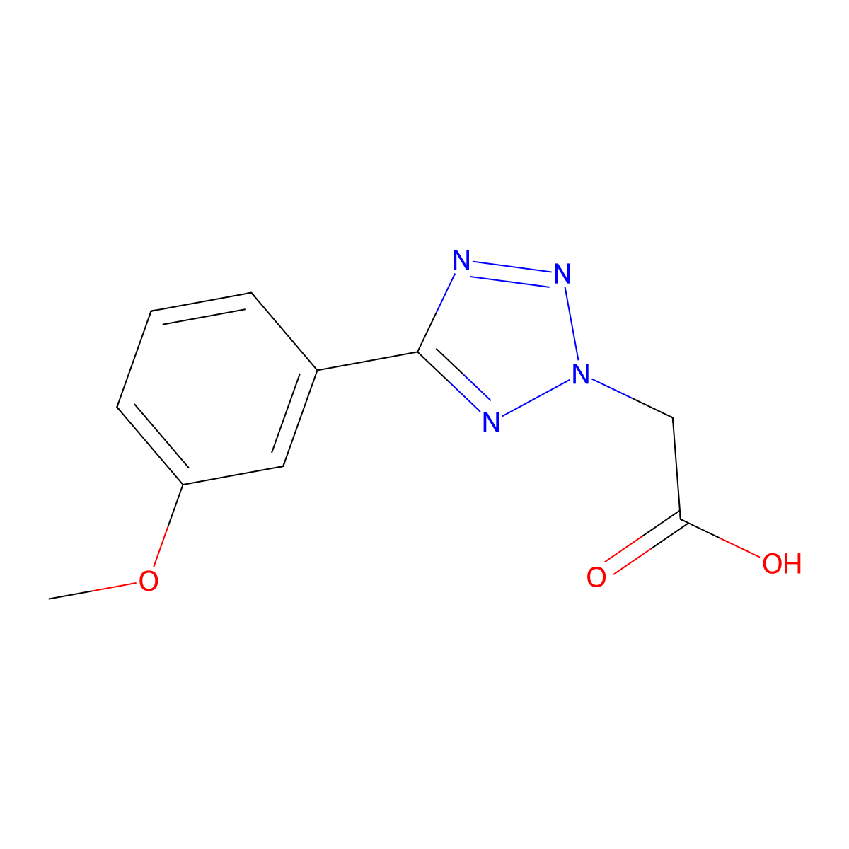 [5-(3-Methoxy-phenyl)-tetrazol-2-yl]-acetic acid molecular structure, CAS 436091-35-9