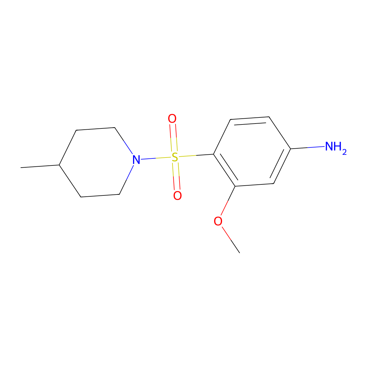 3-Methoxy-4-(4-methyl-piperidine-1-sulfonyl)-phenylamine molecular structure, CAS 436091-53-1