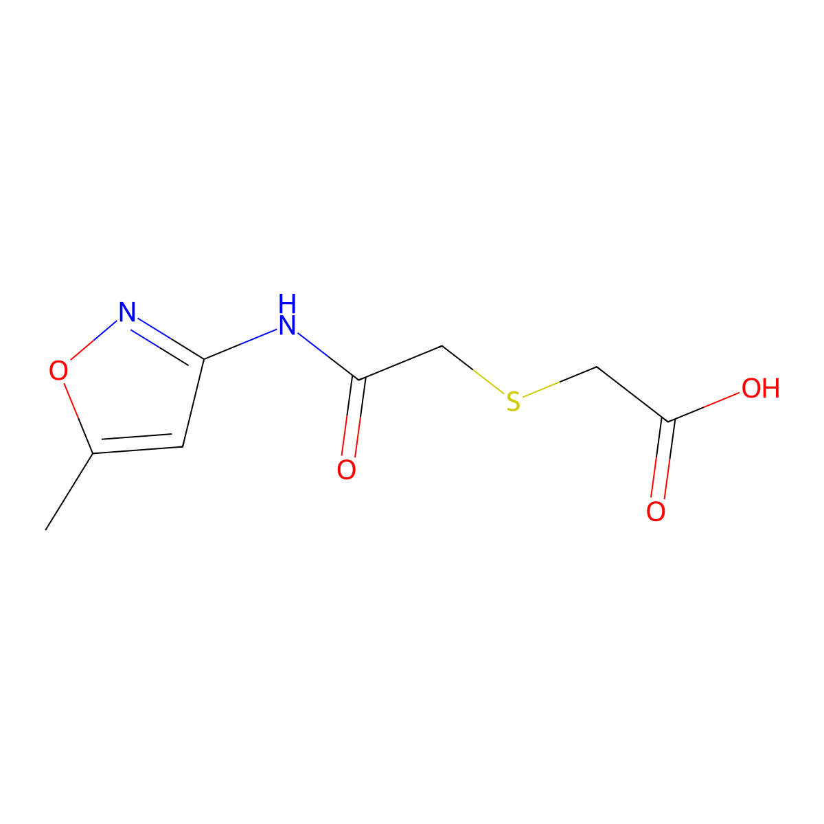 2-((((5-Methyl-1,2-oxazol-3-yl)carbamoyl)methyl)sulfanyl)acetic acid molecular structure, CAS 436091-57-5