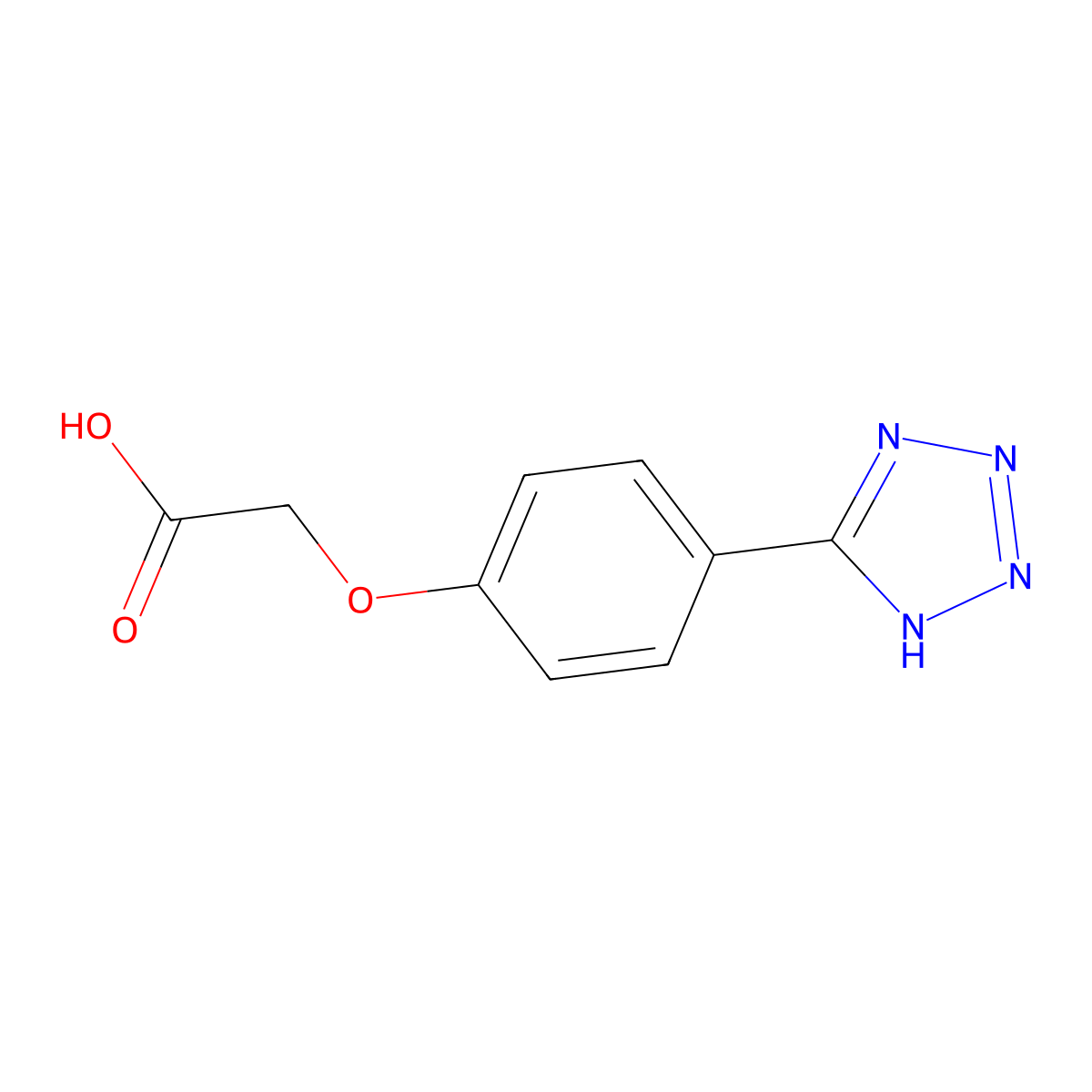 2-(4-(2H-1,2,3,4-tetrazol-5-yl)phenoxy)acetic acid molecular structure, CAS 436091-66-6