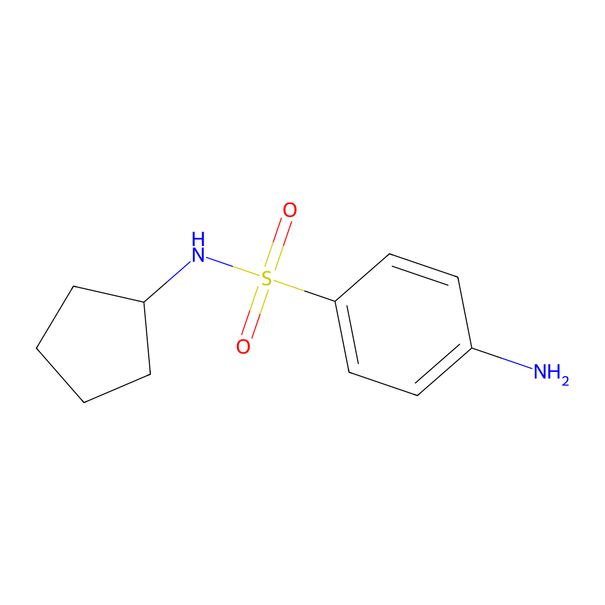 4-amino-N-cyclopentylbenzene-1-sulfonamide molecular structure, CAS 436091-88-2