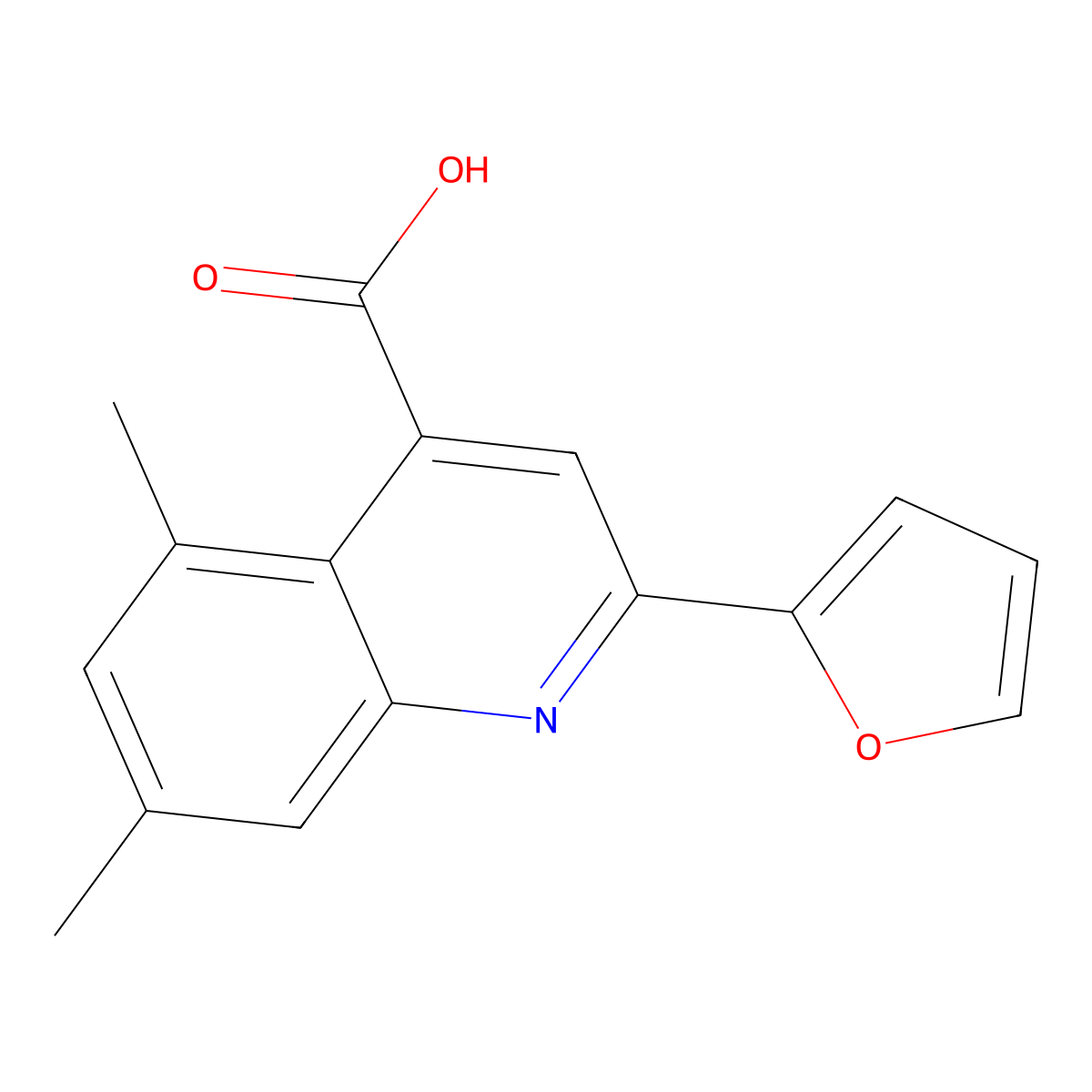 2-(Furan-2-yl)-5,7-dimethylquinoline-4-carboxylic acid molecular structure, CAS 436092-16-9