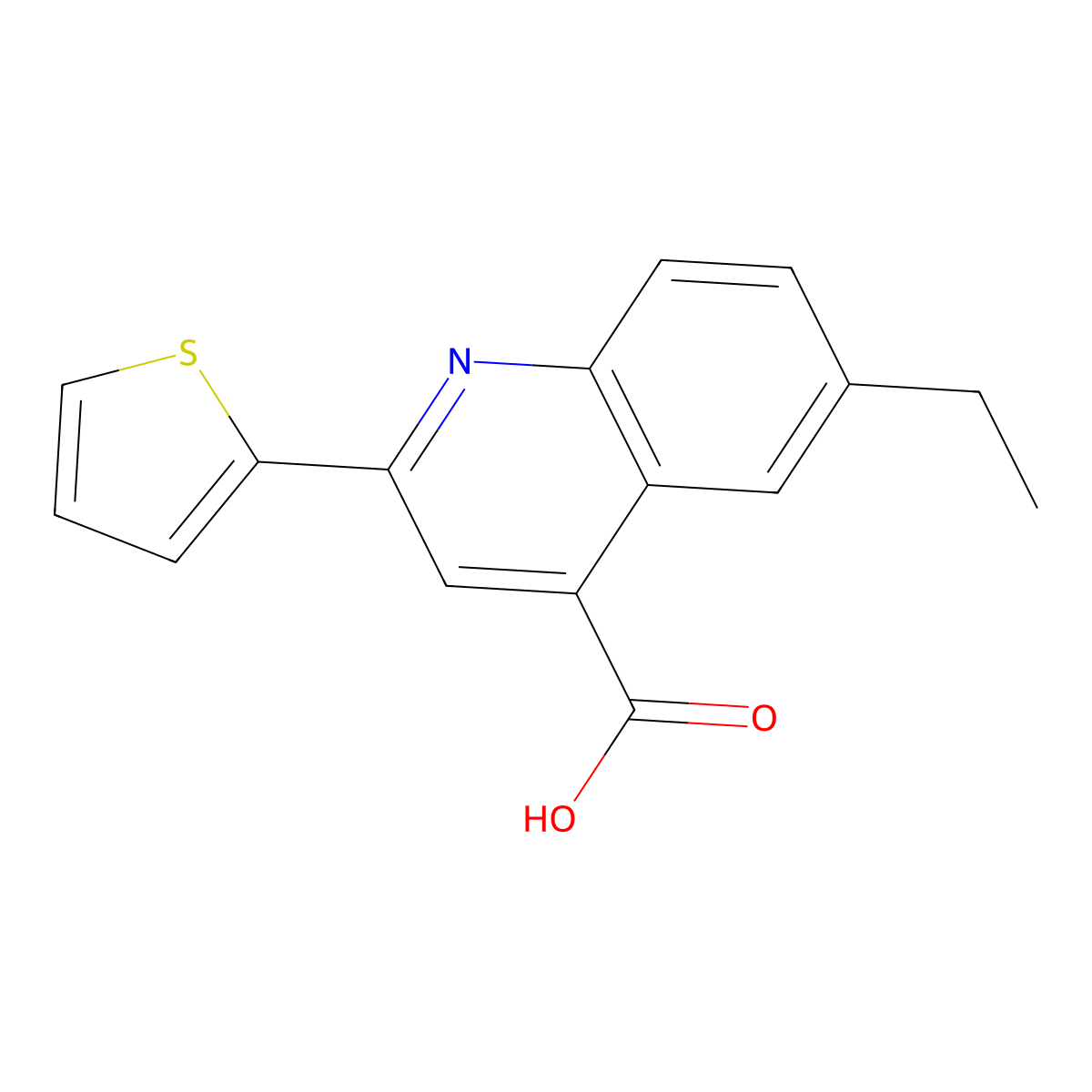 6-Ethyl-2-thien-2-ylquinoline-4-carboxylic acid molecular structure, CAS 436092-61-4