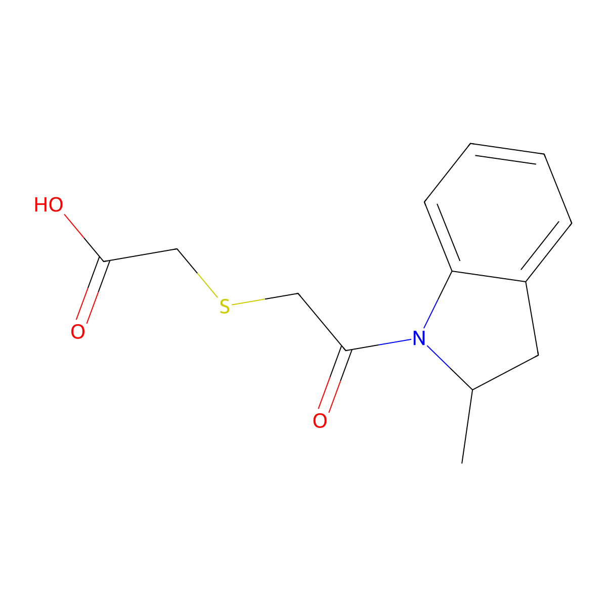{[2-(2-methyl-2,3-dihydro-1H-indol-1-yl)-2-oxoethyl]thio}acetic acid molecular structure, CAS 436092-65-8