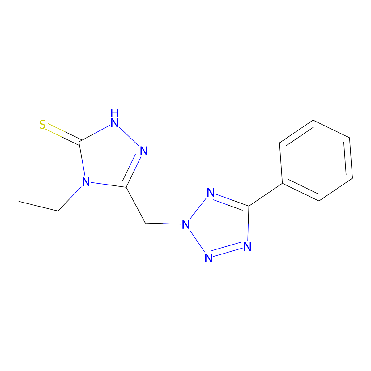 4-Ethyl-2,4-dihydro-5-[(5-phenyl-2H-tetrazol-2-yl)methyl]-3H-1,2,4-triazole-3-thione molecular structure, CAS 436092-66-9