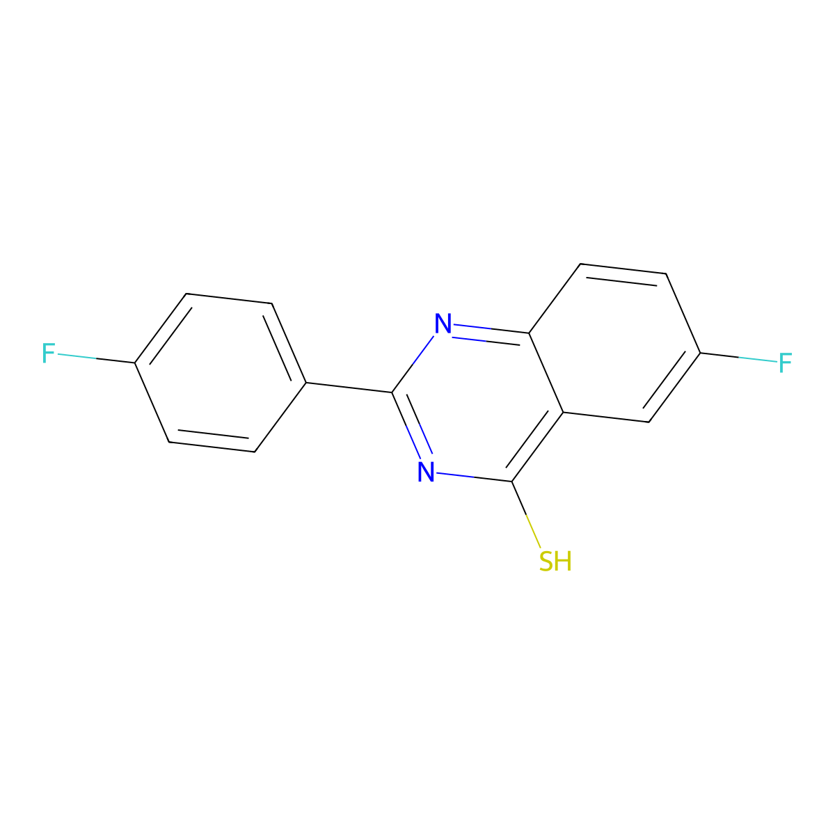 6-Fluoro-2-(4-fluorophenyl)quinazoline-4-thiol molecular structure, CAS 436092-69-2