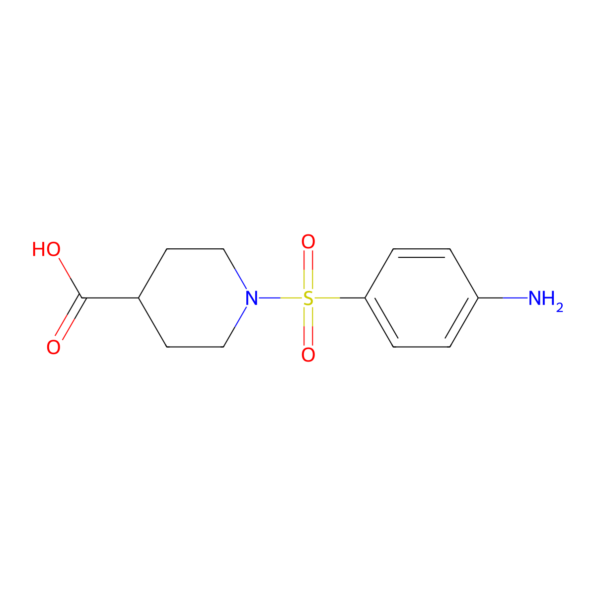 1-((4-Aminophenyl)sulfonyl)piperidine-4-carboxylic acid molecular structure, CAS 436092-84-1