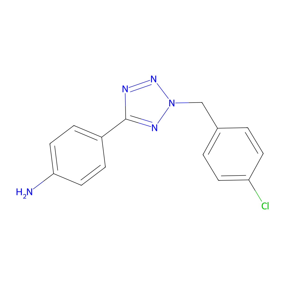 4-[2-[(4-Chlorophenyl)methyl]tetrazol-5-yl]aniline molecular structure, CAS 436092-87-4