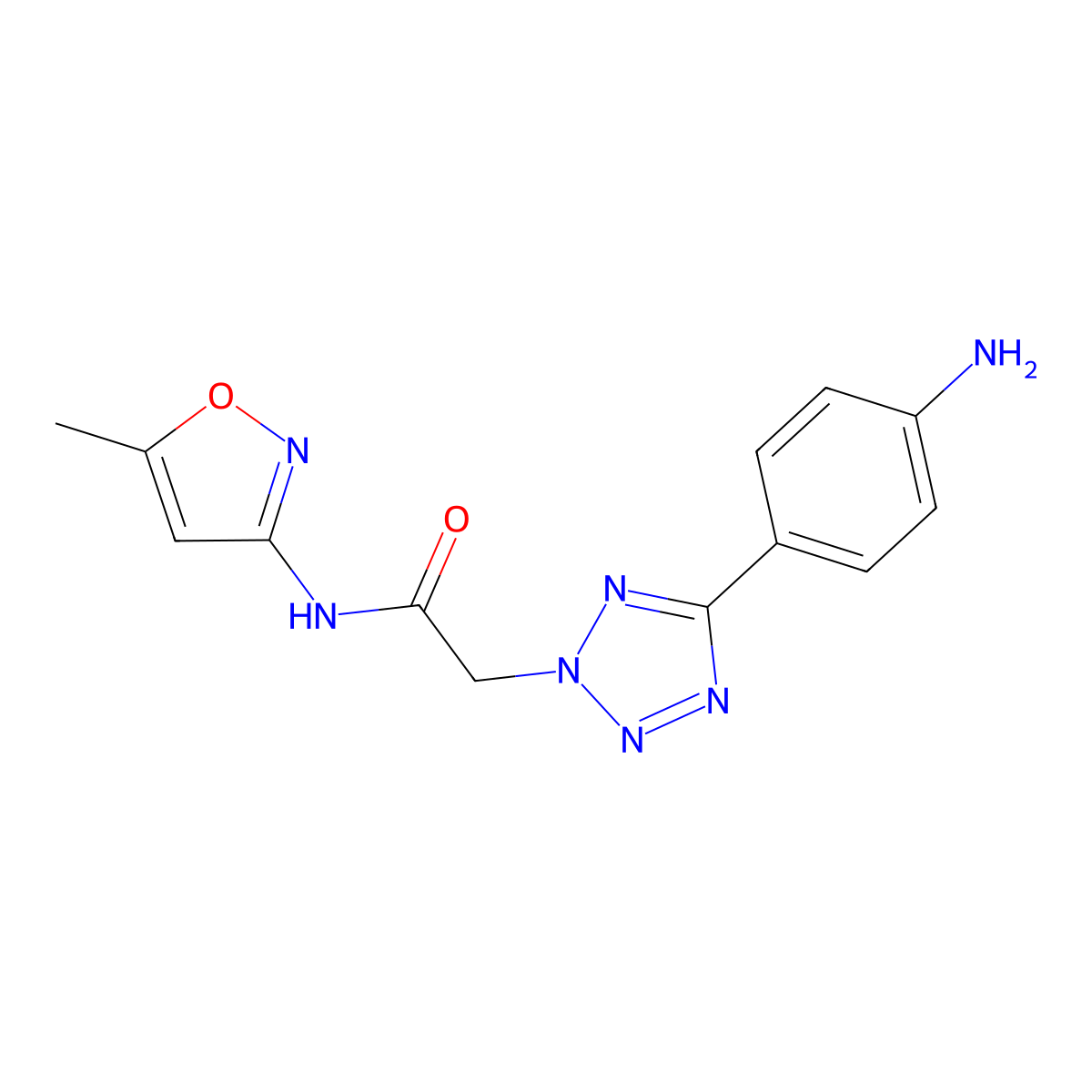 2-[5-(4-Amino-phenyl)-tetrazol-2-yl]-N-(5-methyl-isoxazol-3-yl)-acetamide molecular structure, CAS 436092-90-9