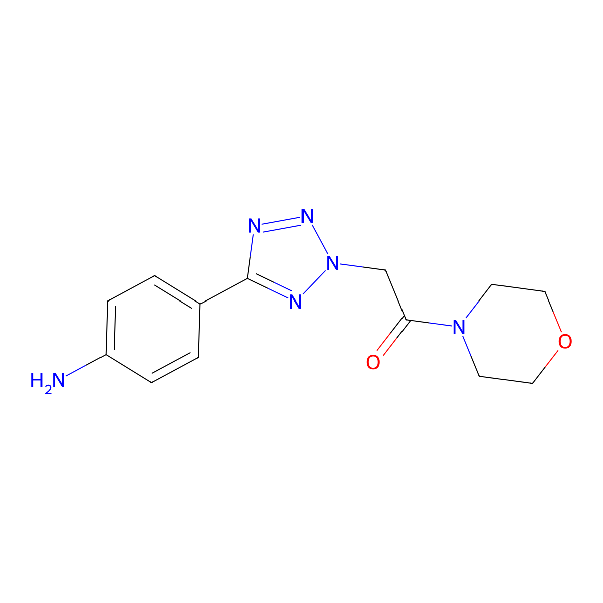2-[5-(4-Amino-phenyl)-tetrazol-2-yl]-1-morpholin-4-yl-ethanone molecular structure, CAS 436092-92-1