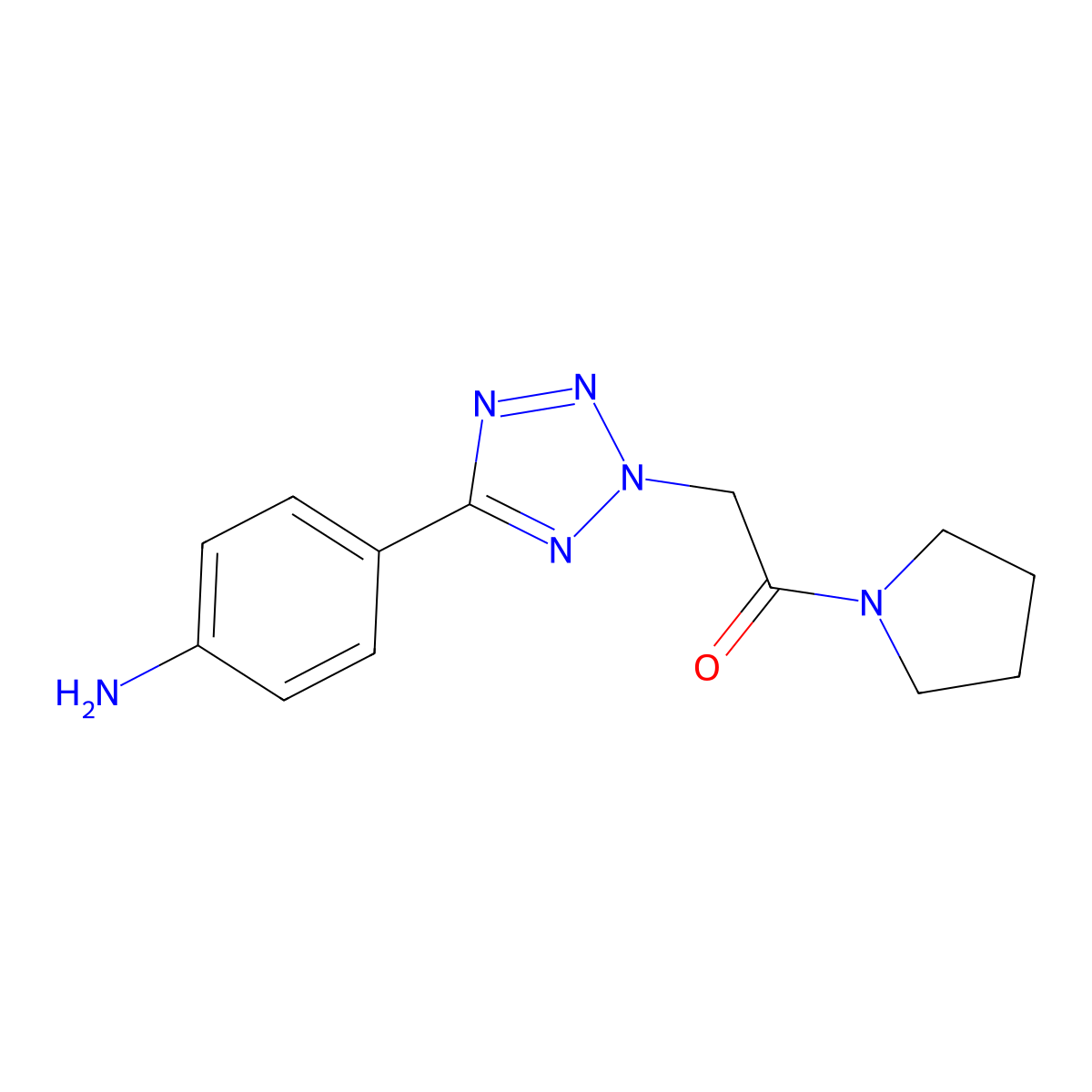 2-[5-(4-Amino-phenyl)-tetrazol-2-yl]-1-pyrrolidin-1-yl-ethanone molecular structure, CAS 436092-94-3