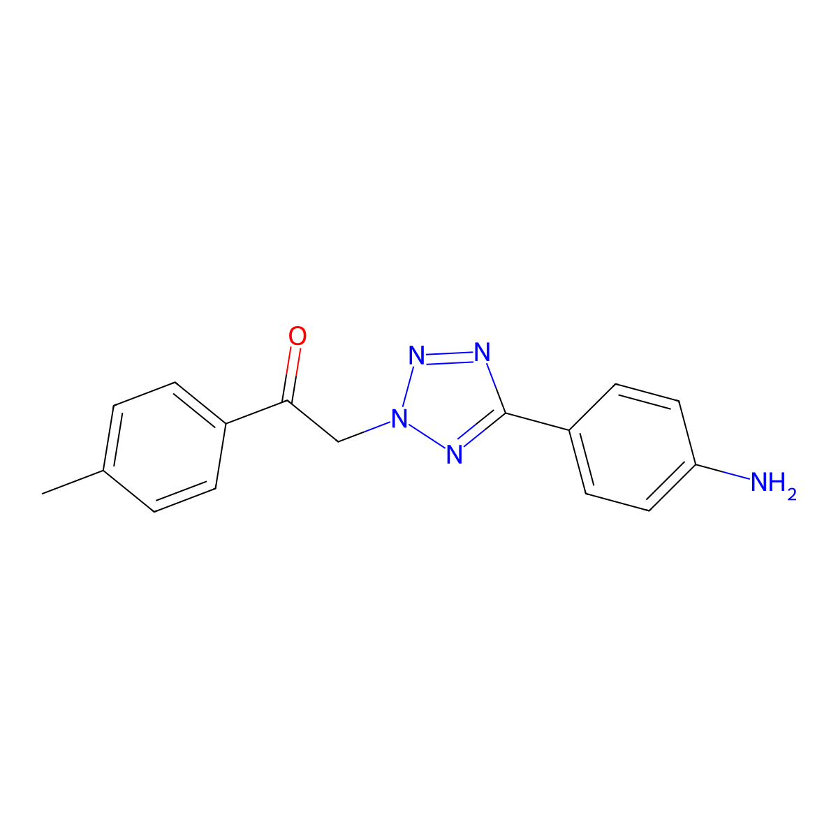 2-[5-(4-Amino-phenyl)-tetrazol-2-yl]-1-p-tolyl-ethanone molecular structure, CAS 436092-96-5
