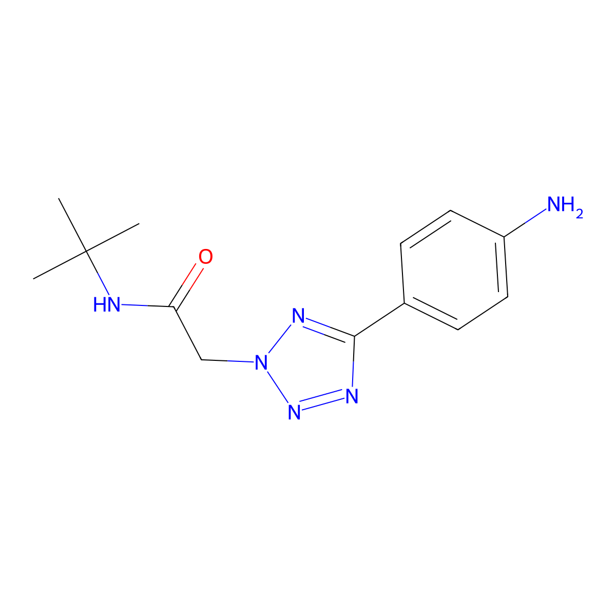 2-[5-(4-Amino-phenyl)-tetrazol-2-yl]-N-tert-butyl-acetamide molecular structure, CAS 436092-97-6