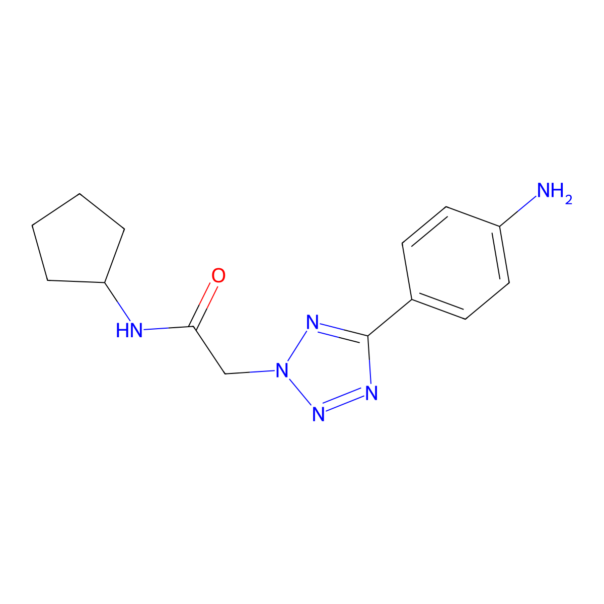 2-[5-(4-Amino-phenyl)-tetrazol-2-yl]-N-cyclopentyl-acetamide molecular structure, CAS 436092-98-7