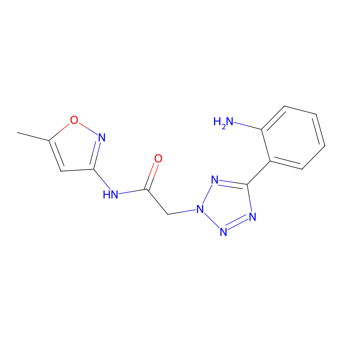 2-[5-(2-Amino-phenyl)-tetrazol-2-yl]-N-(5-methyl-isoxazol-3-yl)-acetamide molecular structure, CAS 436093-06-0