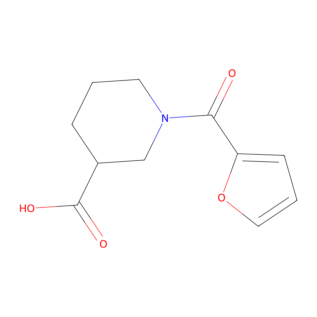 1-(furan-2-carbonyl)piperidine-3-carboxylic Acid molecular structure, CAS 436093-09-3