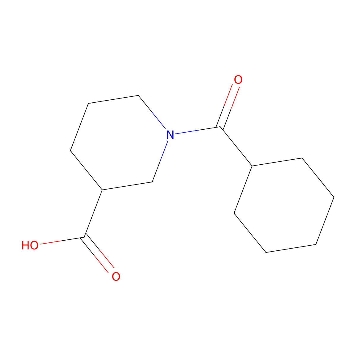 1-(Cyclohexylcarbonyl)piperidine-3-carboxylic acid molecular structure, CAS 436093-18-4