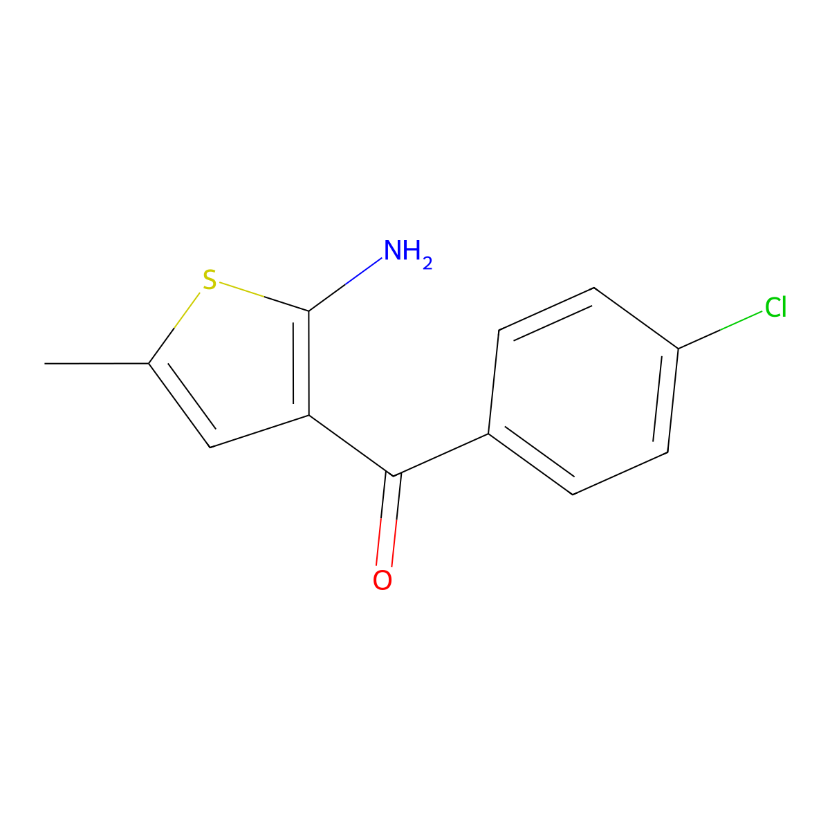 (2-Amino-5-methylthiophen-3-yl)(4-chlorophenyl)methanone molecular structure, CAS 436093-32-2