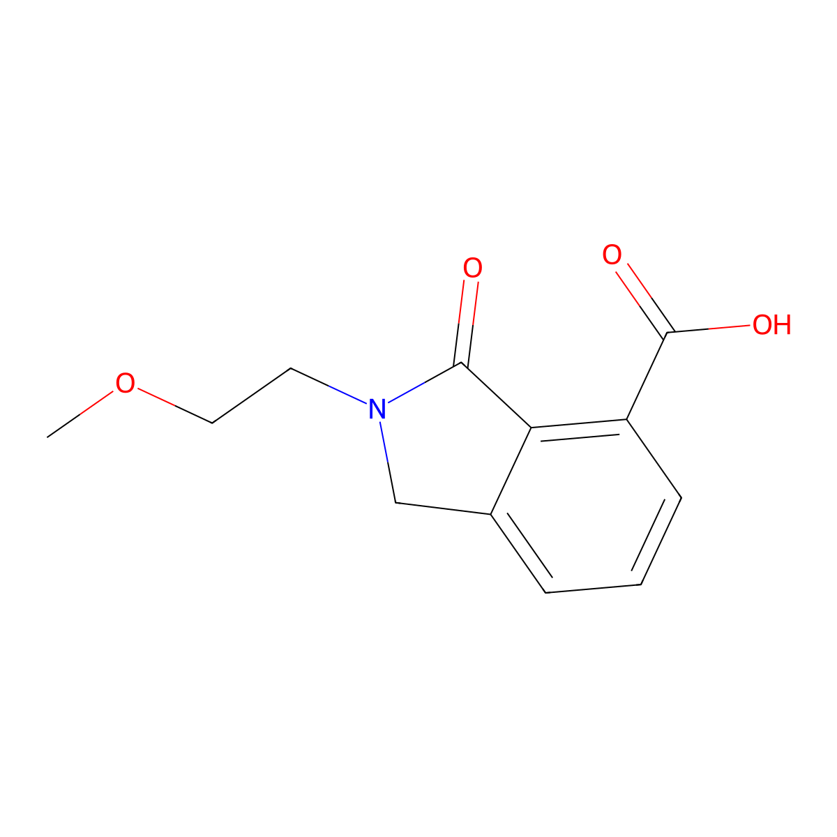 2,3-Dihydro-2-(2-methoxyethyl)-3-oxo-1H-isoindole-4-carboxylic acid molecular structure, CAS 436093-44-6