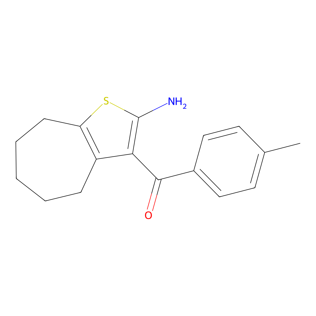 3-(4-methylbenzoyl)-4H,5H,6H,7H,8H-cyclohepta[b]thiophen-2-amine molecular structure, CAS 436093-45-7