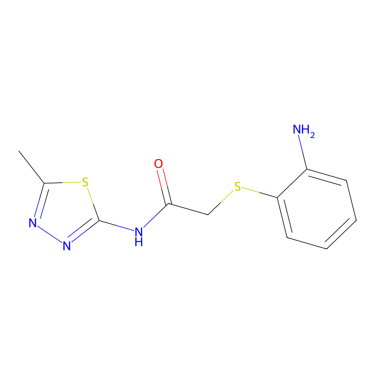 2-(2-Amino-phenylsulfanyl)-N-(5-methyl-[1,3,4]thiadiazol-2-yl)-acetamide molecular structure, CAS 436094-55-2