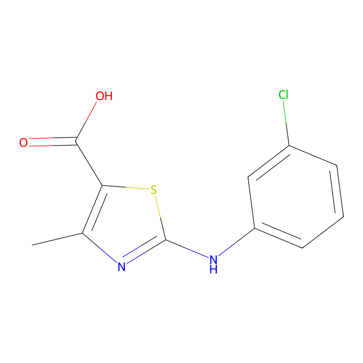 2-((3-Chlorophenyl)amino)-4-methyl-1,3-thiazole-5-carboxylic acid molecular structure, CAS 436094-66-5
