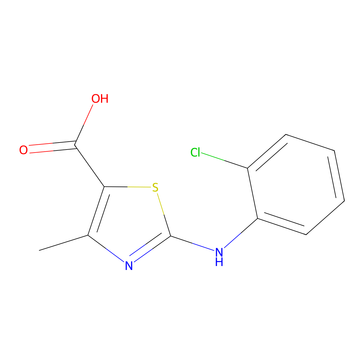 2-[(2-chlorophenyl)amino]-4-methyl-1,3-thiazole-5-carboxylic Acid molecular structure, CAS 436094-68-7