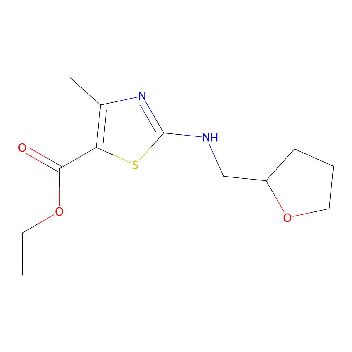 Ethyl 4-methyl-2-[(tetrahydro-2-furanylmethyl)amino]-1,3-thiazole-5-carboxylate molecular structure, CAS 436094-74-5
