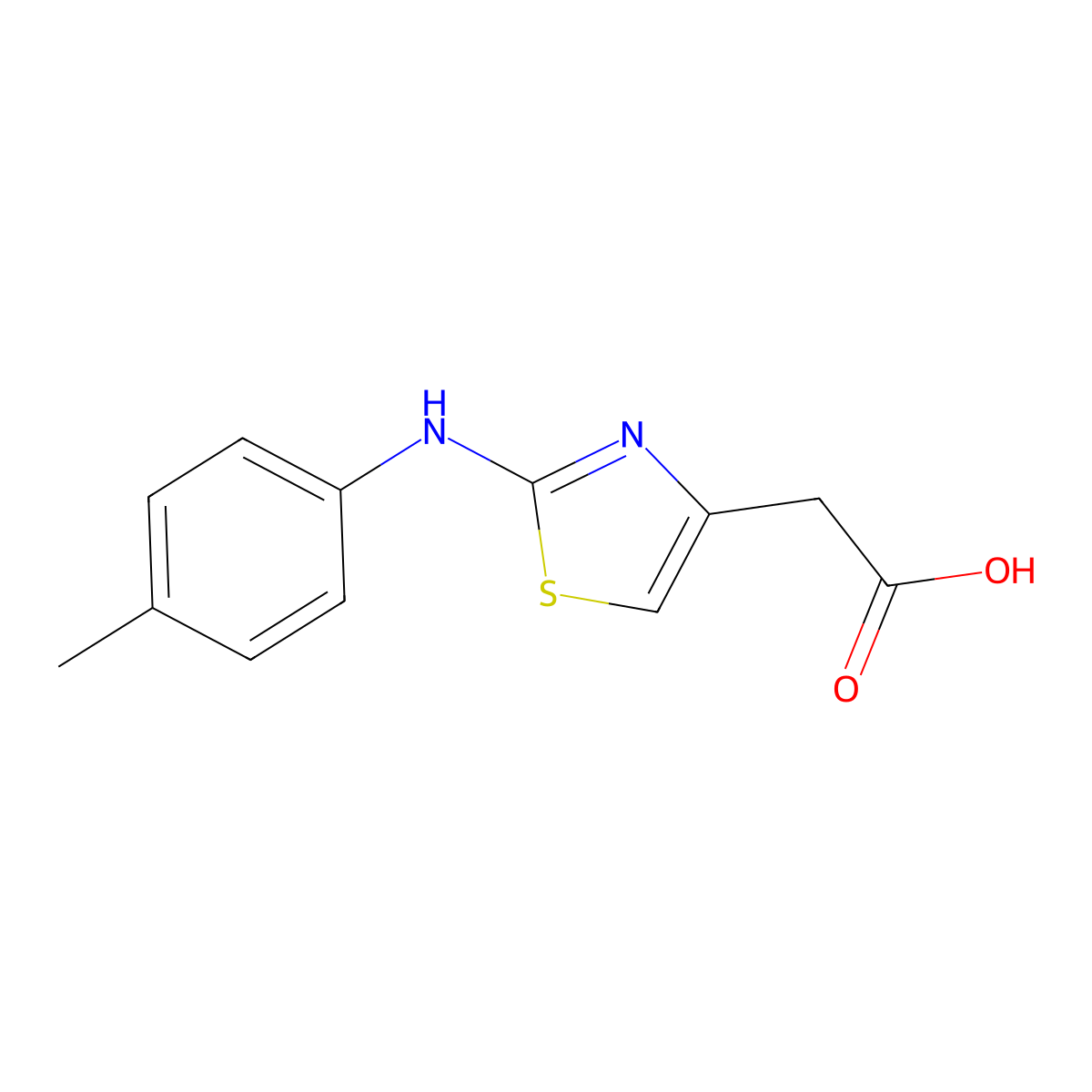 (2-p-Tolylamino-thiazol-4-yl)-acetic acid molecular structure, CAS 436094-76-7