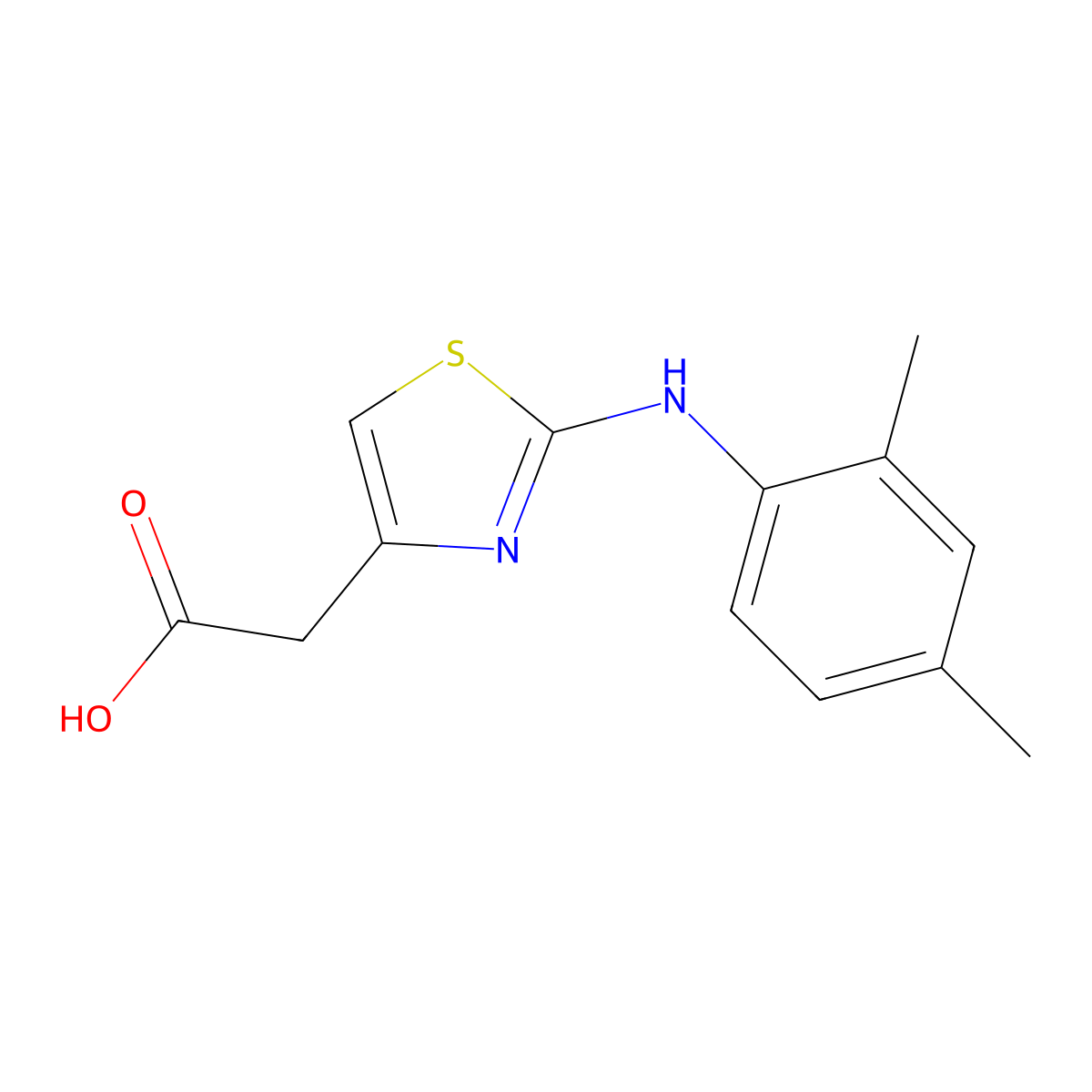 2-(2-((2,4-Dimethylphenyl)amino)thiazol-4-yl)acetic acid molecular structure, CAS 436094-84-7