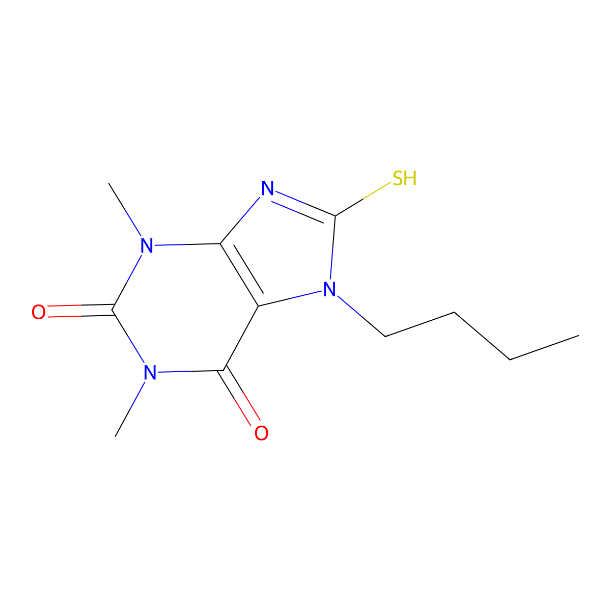 7-Butyl-1,3-dimethyl-8-sulfanylidene-3,7,8,9-tetrahydro-1H-purine-2,6-dione molecular structure, CAS 436094-92-7
