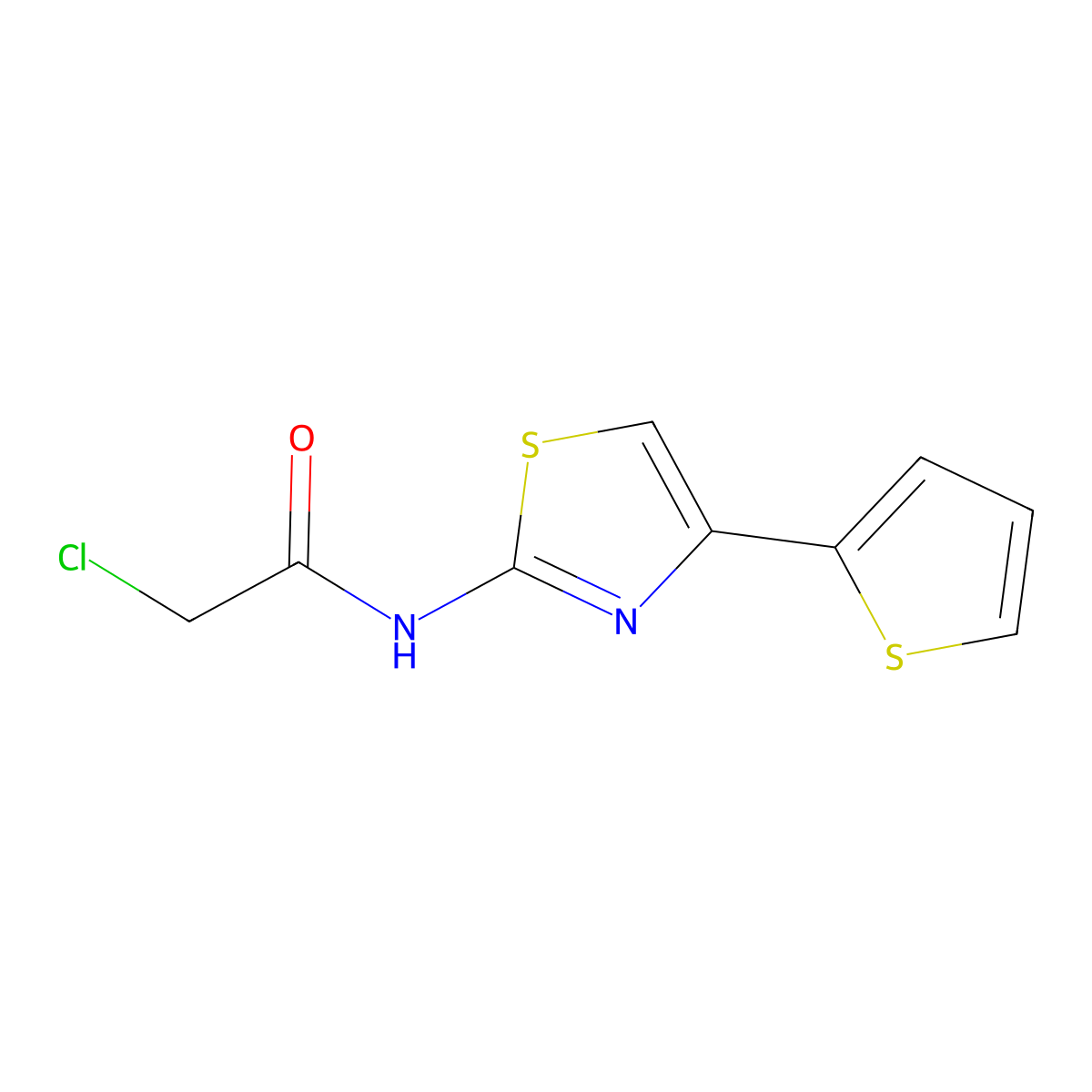 2-chloro-N-[4-(thiophen-2-yl)-1,3-thiazol-2-yl]acetamide molecular structure, CAS 436094-95-0