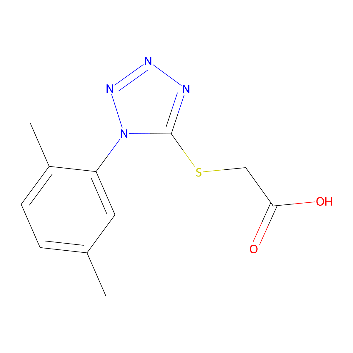 2-{[1-(2,5-dimethylphenyl)-1H-1,2,3,4-tetrazol-5-yl]sulfanyl}acetic acid molecular structure, CAS 436095-15-7