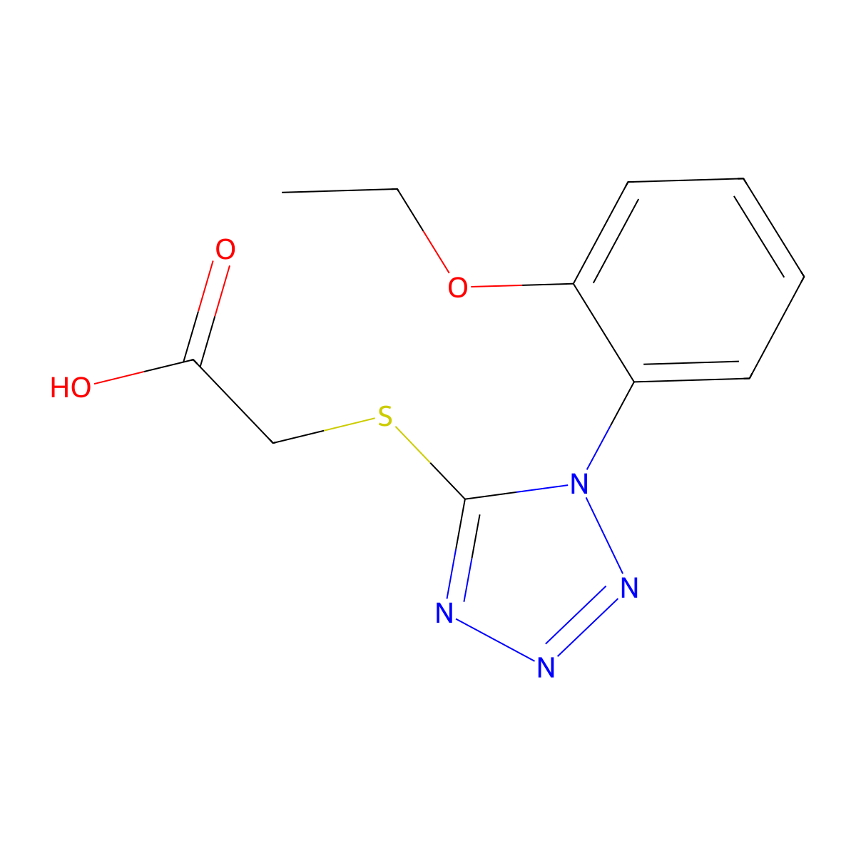 2-{[1-(2-ethoxyphenyl)-1H-1,2,3,4-tetrazol-5-yl]sulfanyl}acetic acid molecular structure, CAS 436095-22-6