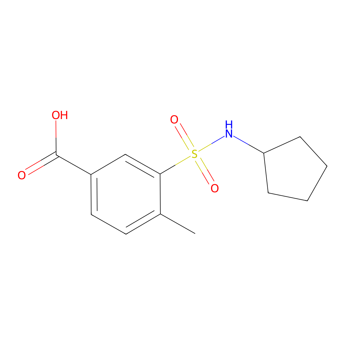 3-(Cyclopentylsulfamoyl)-4-methylbenzoic acid molecular structure, CAS 436095-79-3