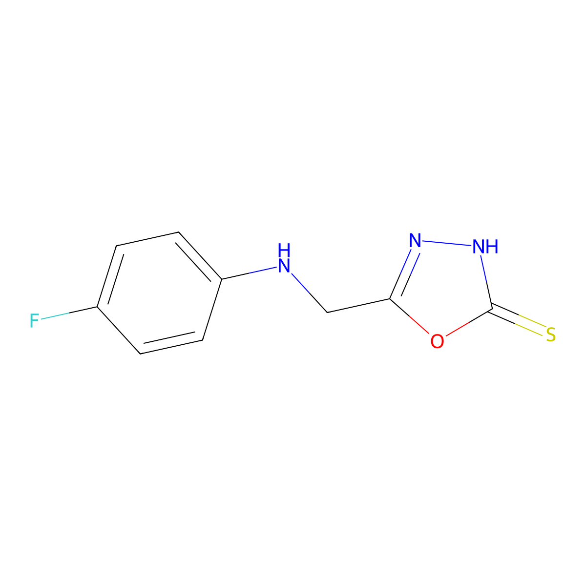 5-[(4-Fluoro-phenylamino)-methyl]-[1,3,4]oxadiazole-2-thiol molecular structure, CAS 436095-85-1